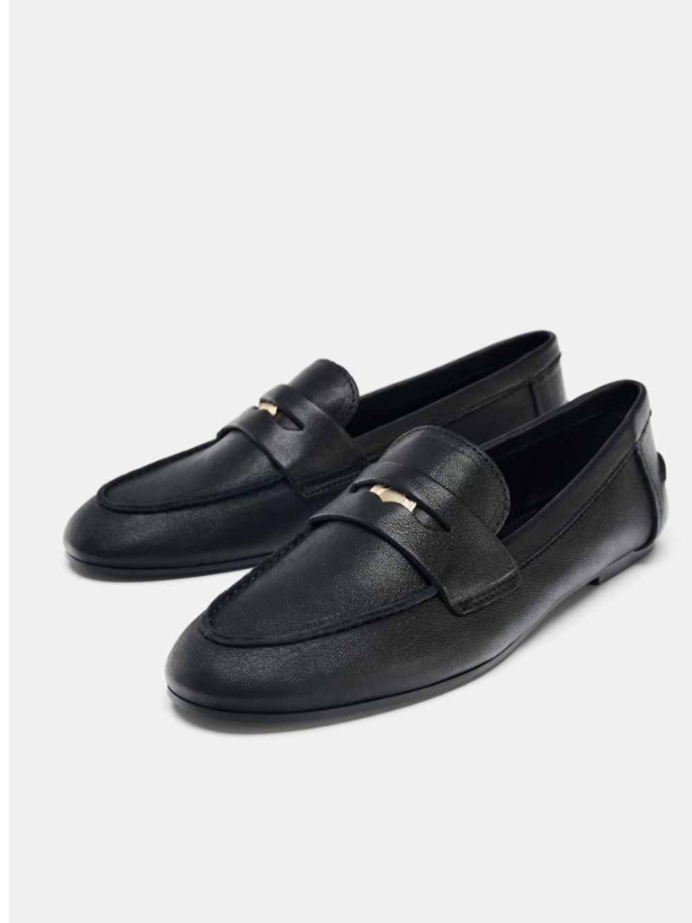 ❤️ Zara penny loafer genuine leather black flats